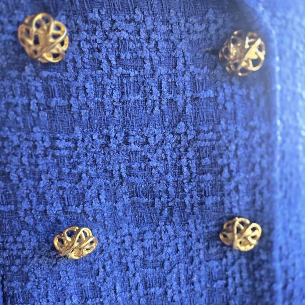 Galita Bright Blue Tweed Blazer Midi Dress Size Large - Picture 5 of 15